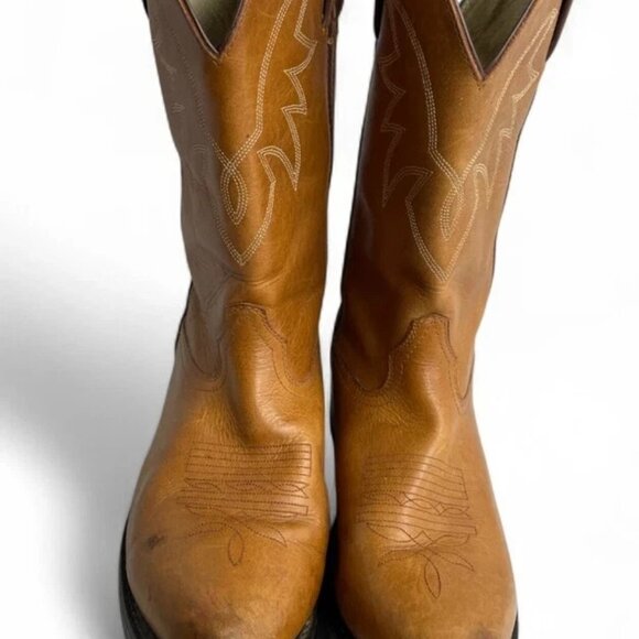 Durango Carmel Brown Leather Biker Western Cowboy Biker Boots Men's 9.5 D - Picture 13 of 14